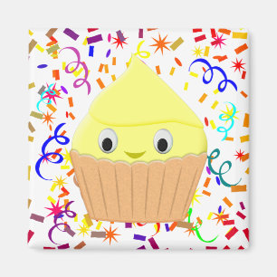 Cupcake Citron Carton Cute Avec Aimant Confetti