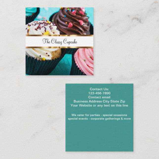 Cupcake Classy Services de restauration Cartes de  (Devant / Derrière)