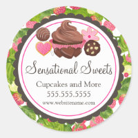 Cupcake Cookie Cake Pop Raspberry Bakery Box Seals