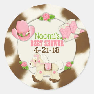 Cupcake Cowgirl Baby Girl Shower Stickers