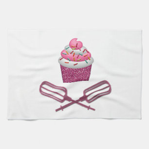 Cupcake & Crossed Beaters In Pink Kitchen Towel