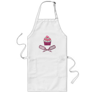 Cupcake & Crossed Beaters In Pink Long Apron
