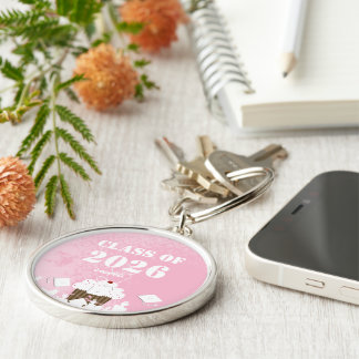 Cupcake Damask Class of 2011 Keychain Tossing Caps