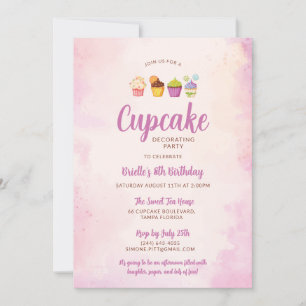 Cupcake Decorating Birthday Party Invitation