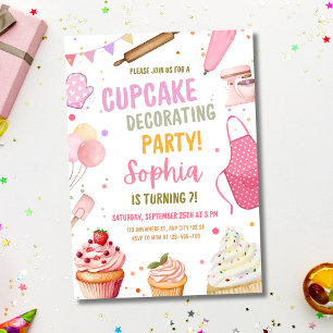 Cupcake Decorating Party Cooking Kids Birthday Invitation