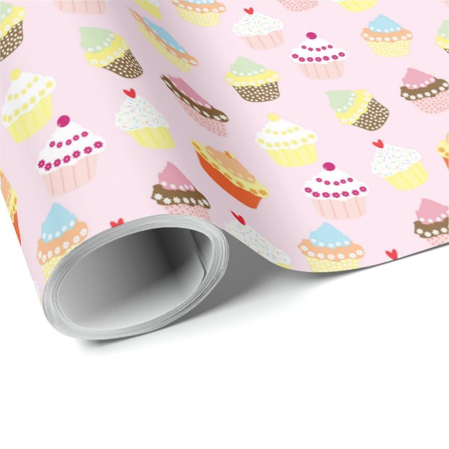 Cupcake Design Birthday Gift Wrap Wrapping Paper (Roll Corner)