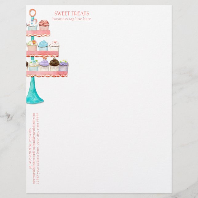 Cupcake Dessert Baking Bakery Business Package Letterhead (Front)