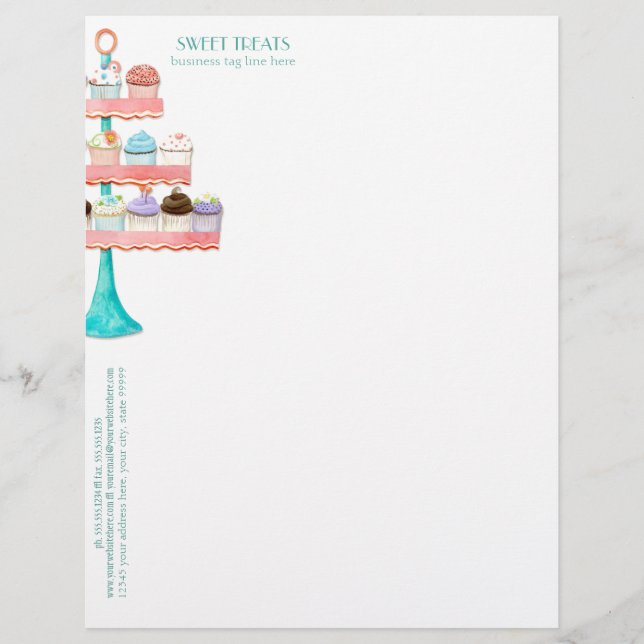 Cupcake Dessert Baking Bakery Business Package Letterhead (Front)