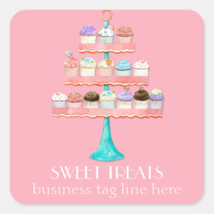 Cupcake Dessert Baking Bakery Business Package Square Sticker