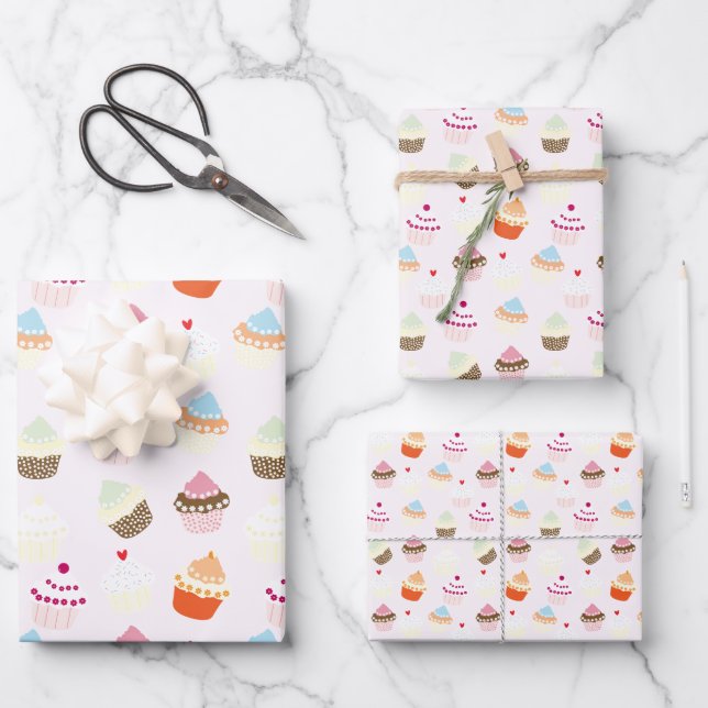 Cupcake Dessert Baking Theme Wrapping Paper Sheet (Front)