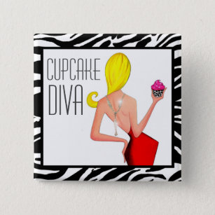 "Cupcake DIVA" 2 Inch Square Button