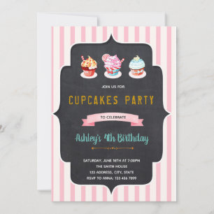 Cupcake doughnuts birthday party invitation