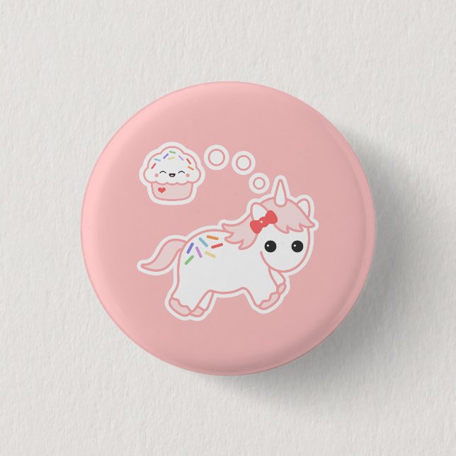 Cupcake Dream Unicorn 1 Inch Round Button (Front)