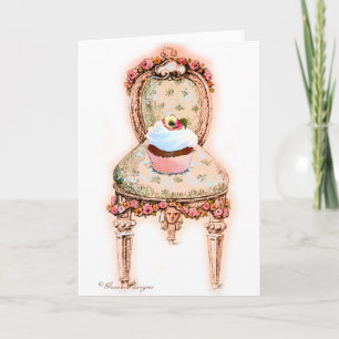 Cupcake et chaise Cartes de style Vintage
