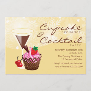 Cupcake Exchange & Cocktail Party Invitation crème