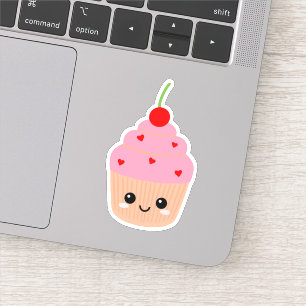 Cupcake Face Vinyl Sticker for Water Bottle etc