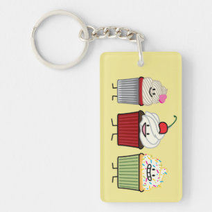 Cupcake family frosting sprinkles cherry cakes hea keychain