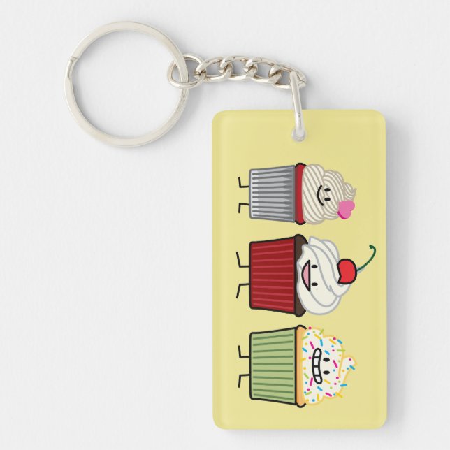 Cupcake family frosting sprinkles cherry cakes hea keychain (Front)