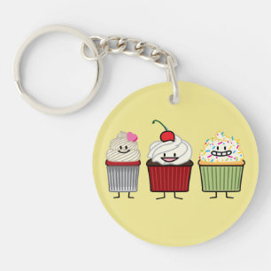 Cupcake family frosting sprinkles cherry cakes hea keychain