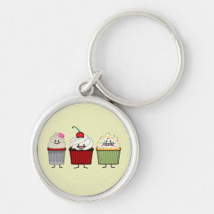 Cupcake family frosting sprinkles cherry cakes hea keychain