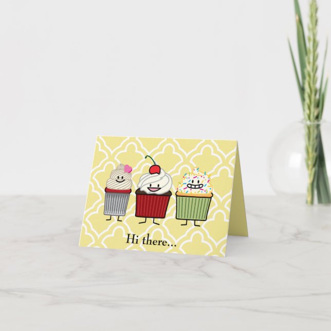 Cupcake family frosting sprinkles cherry cakes thank you card (Front)
