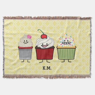 Cupcake family frosting sprinkles cherry cakes throw blanket