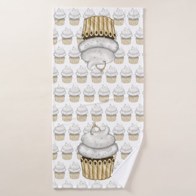 Cupcake Fiançailles doux (Serviette de bain)