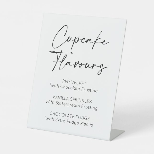 Cupcake Flavors Wedding Events Pedestal Sign (Front)