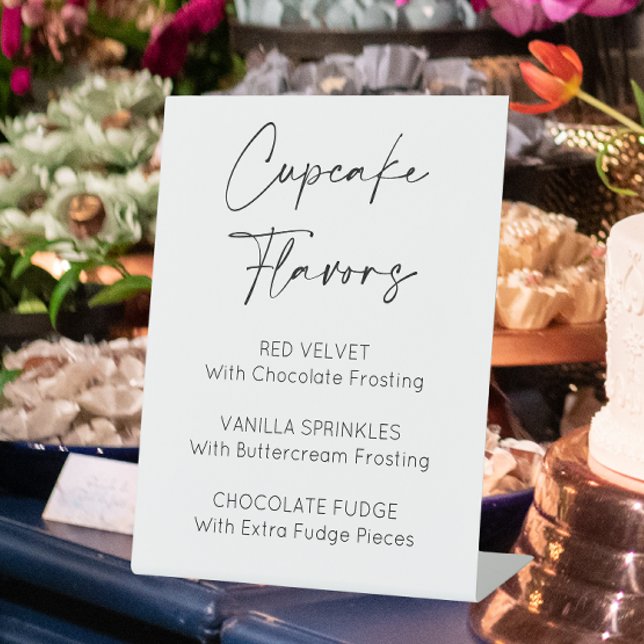 Cupcake Flavors Wedding Events Pedestal Sign (Cupcake flavors sign)