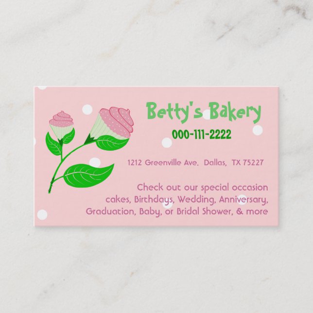 Cupcake Flower Business Card & Coupon (Front)