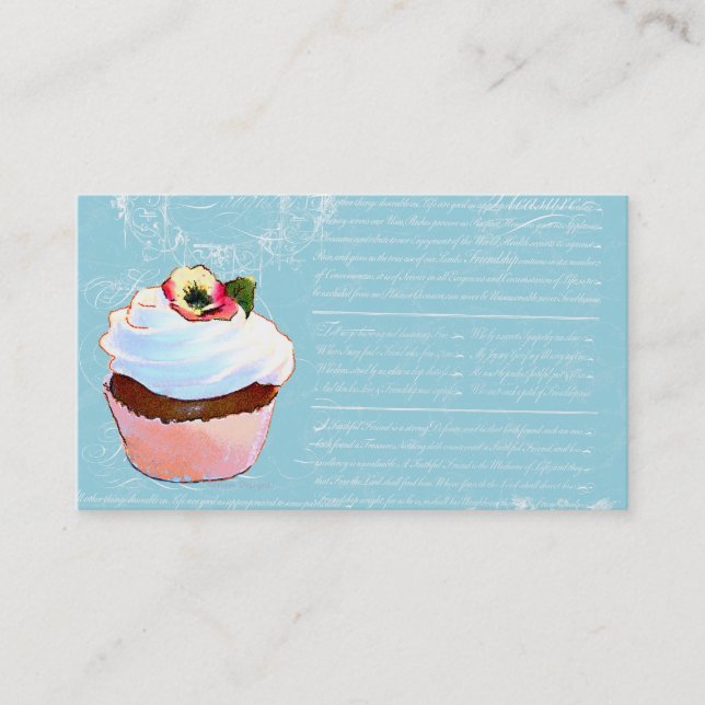 Cupcake & French writing Business Cards (Front)