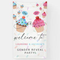 Cupcake Gender Reveal Party Welcome Banner