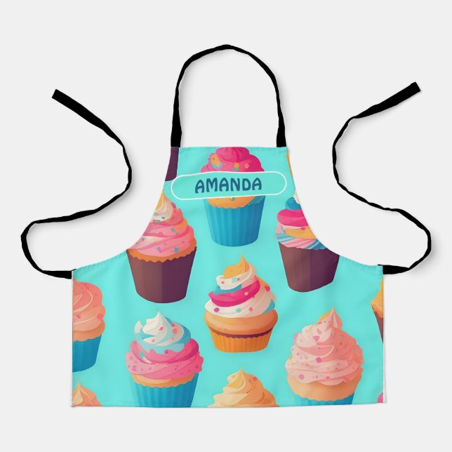 Cupcake Geometric Colourful Personalized Pattern Apron (Front)