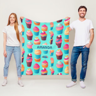 Cupcake Geometric Colourful Personalized Pattern Fleece Blanket