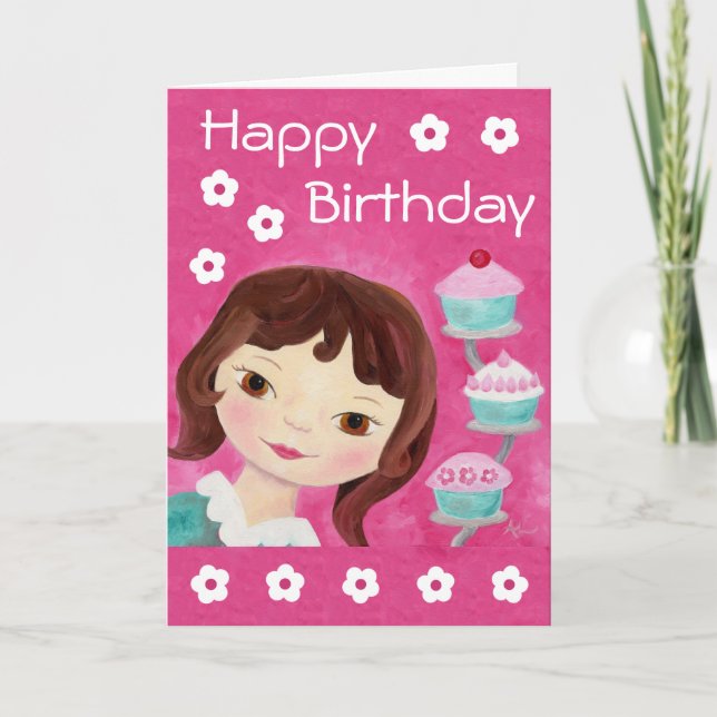 Cupcake Girl birthday card (Front)