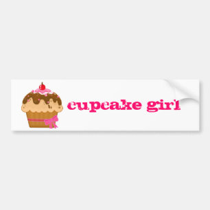 cupcake girl bumper sticker...in hot pink bumper sticker