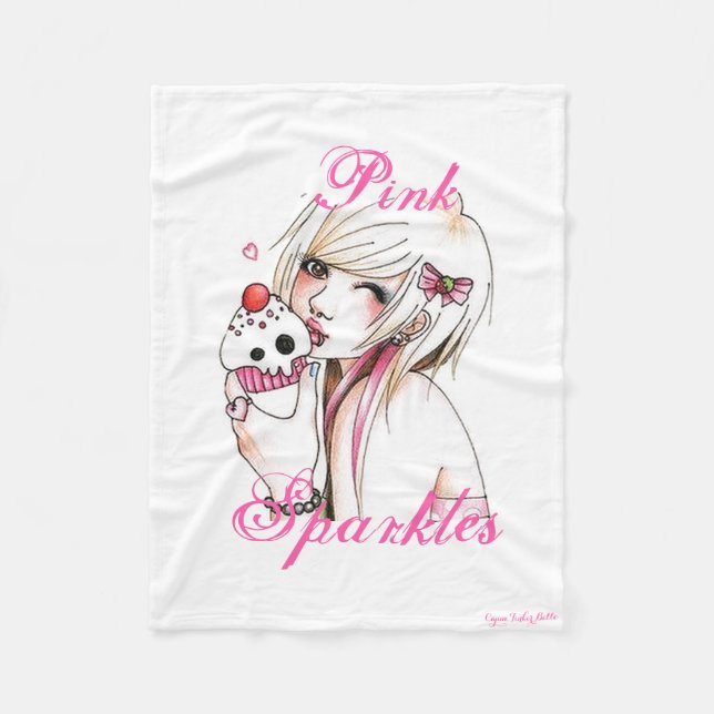 Cupcake Girl Fleece Blanket (Front)