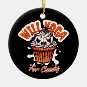 Cupcake Halloween idea for Moms Yoga Ceramic Ornament