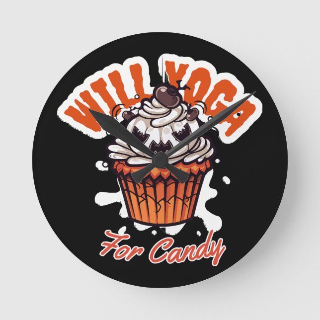 Cupcake Halloween idea for Moms Yoga Round Clock (Front)