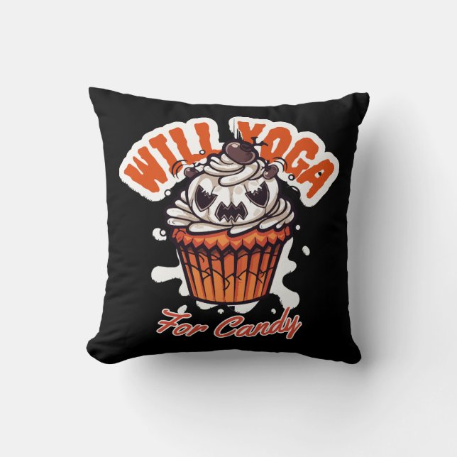 Cupcake Halloween idea for Moms Yoga Throw Pillow (Front)
