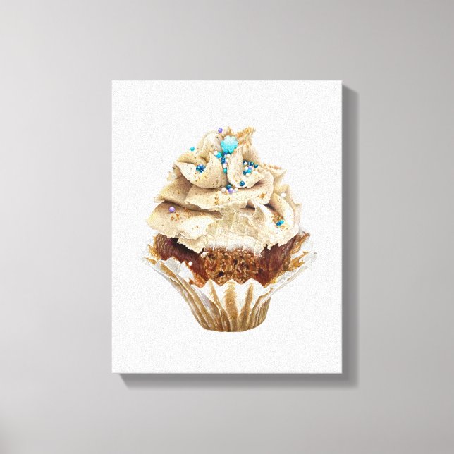 Cupcake Hand-drawn Pencil Crayon Art Canvas Print (Front)
