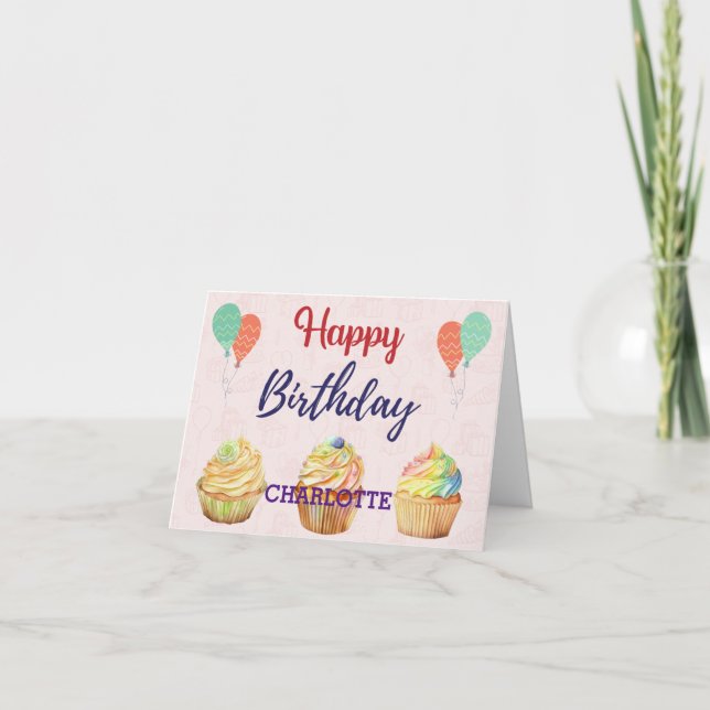 Cupcake Happy Birthday Card (Front)