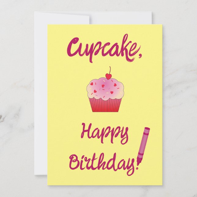 Cupcake, Happy Birthday! Invitation (Front)