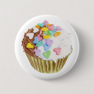 Cupcake Hearts Button