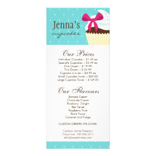 Cupcake Home Bakery Price List Rack Card