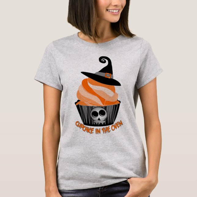 Cupcake in the oven,funny halloween maternity shir T-Shirt (Front)