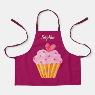 Cupcake Kids NAME baking apron watercolor