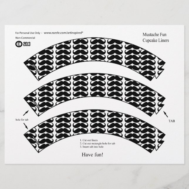Cupcake Liners - Moustache Fun (Front)