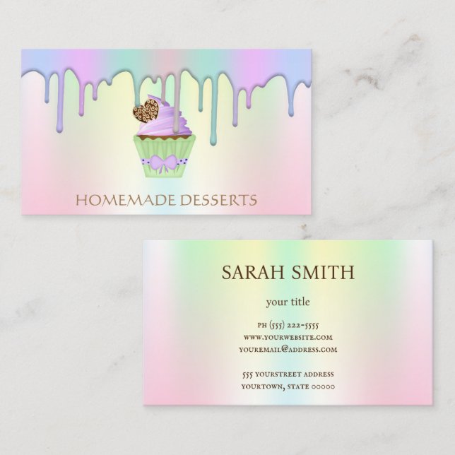 Cupcake Logo Bakery Chef,cute Business Card (Front/Back)