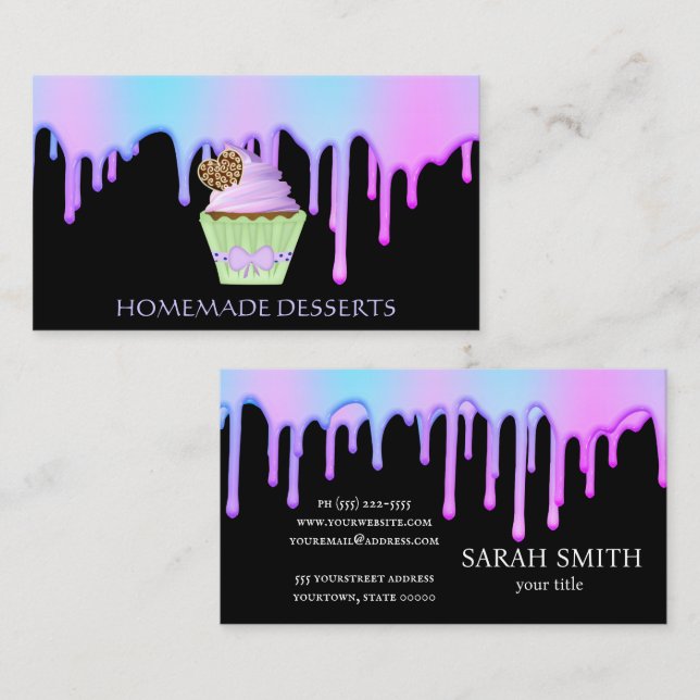 Cupcake Logo Bakery Chef,cute Business Card (Front/Back)